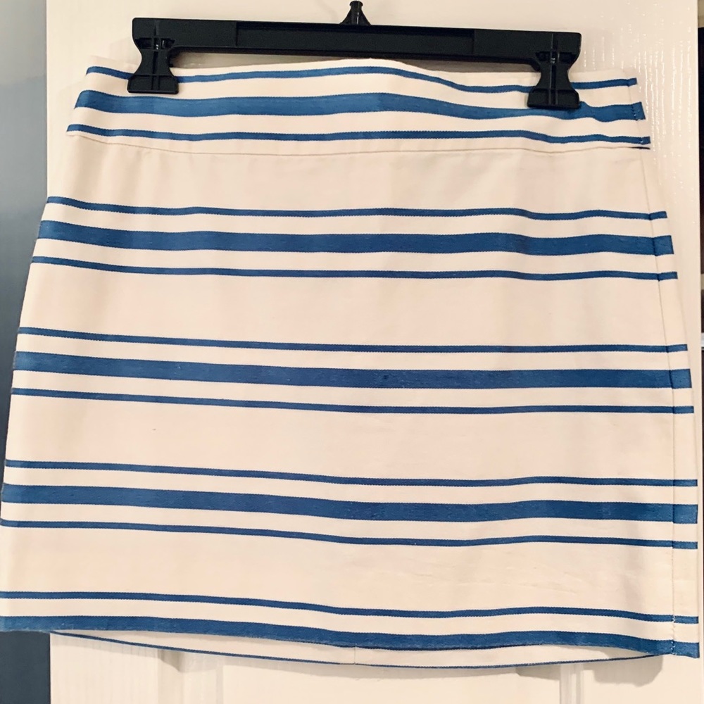 J-Crew blue and cream stripped skirt
